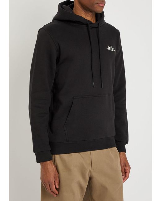 Les Deux Black Ben Globe Hooded Cotton Sweatshirt for men