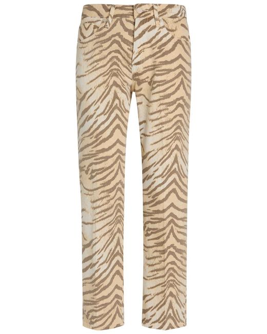 GOOD AMERICAN Natural Vintage Straight Ankle Tiger-Print Jeans