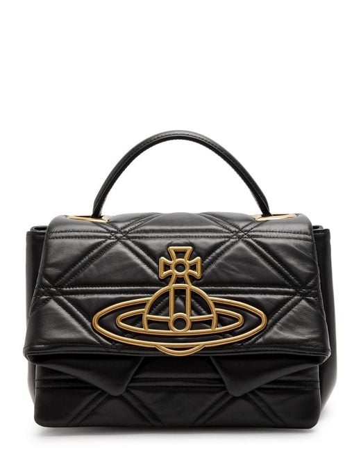 Vivienne Westwood Black Sibyl Quilted Leather Top Handle Bag