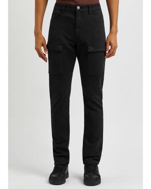 PAIGE Black Maddox Slim-leg Cargo Jeans for men