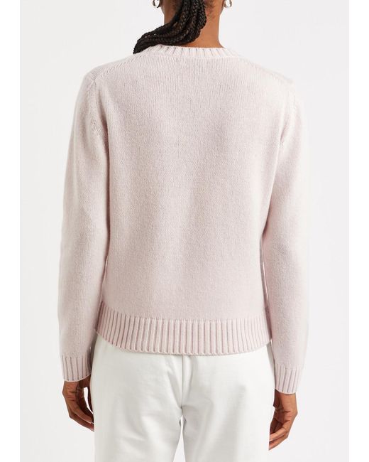 Moncler Pink Logo-embroidered Wool-blend Jumper