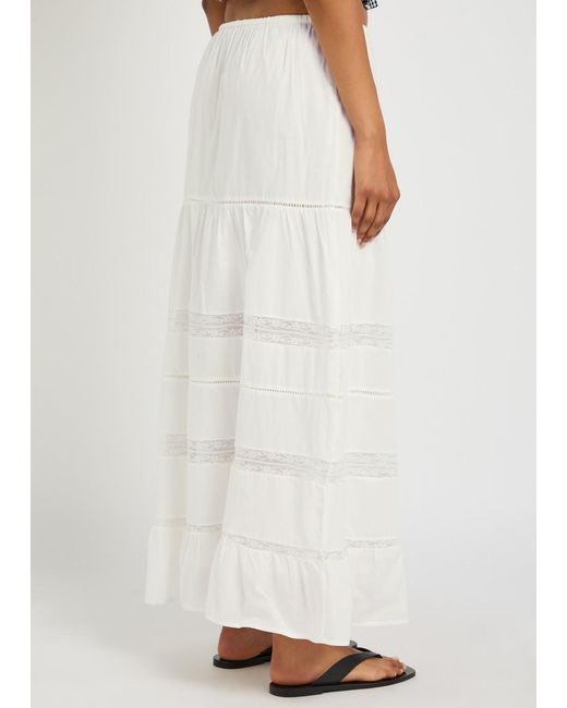 Rails White Hettie Lace-Trim Cotton Maxi Skirt