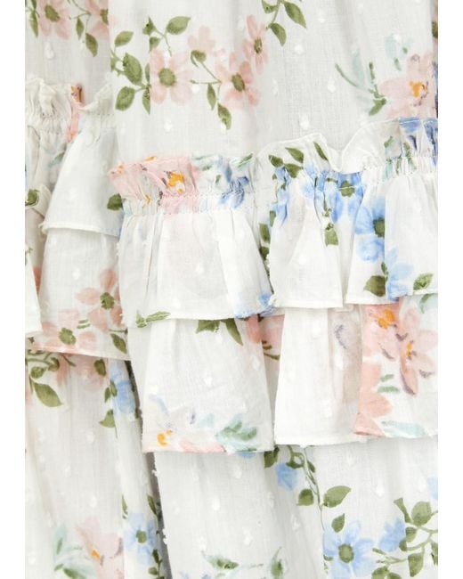 Needle & Thread White Dancing Daisies Floral-Print Cotton Midi Dress