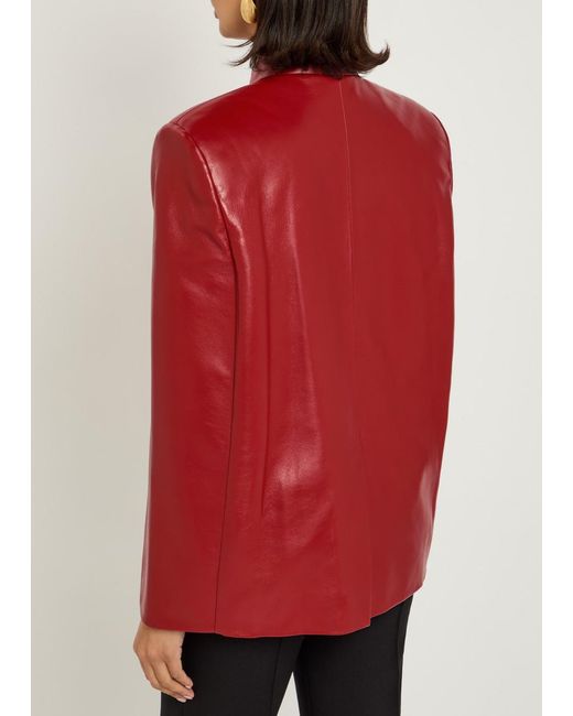 Khaite Red Dolso Open-Sleeve Leather Jacket