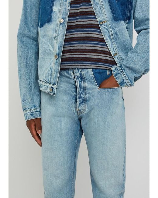 Maison Margiela Blue Straight-Leg Washed Denim Trousers for men