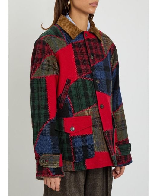 Polo Ralph Lauren Red Patchwork Wool-Blend Jacket