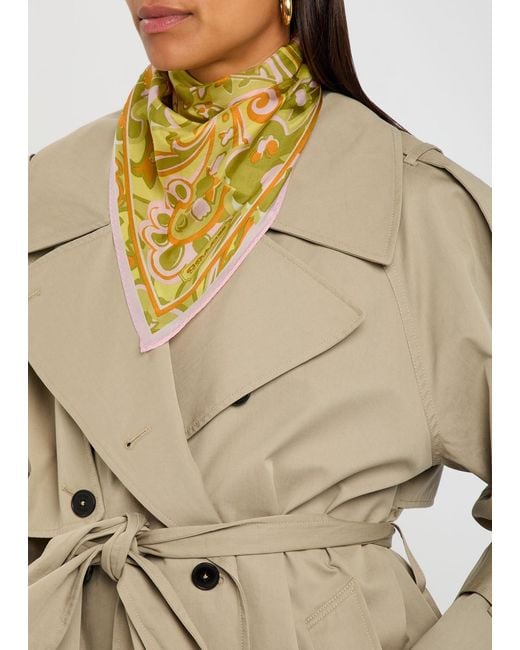 COACH Yellow Andrea Patterned Silk Triangle Scarf