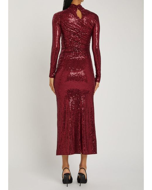 Needle & Thread Red Malia Sequin-Embellished Tulle Gown