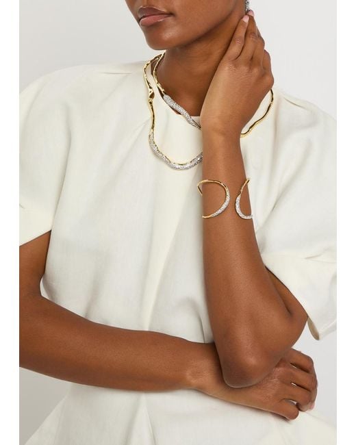 Alexis Metallic Solanales Crystal-Embellished 14Kt-Plated Cuff