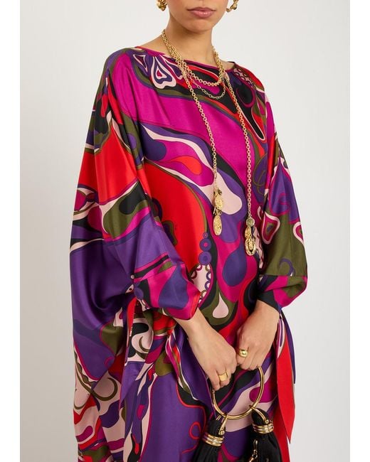 Emilio Pucci Red Printed Silk Gown