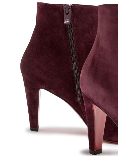 Christian Louboutin Red Vibella Booty 85 Suede Ankle Boots