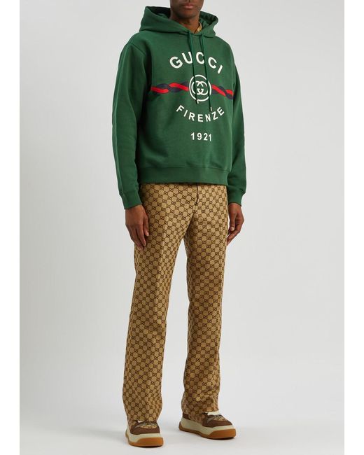 Gucci Green Firenze 1921 Printed Hooded Cotton Sweatshirt for men