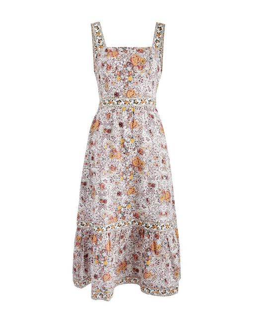 PAIGE Multicolor Fiori Floral-Print Linen-Blend Midi Dress