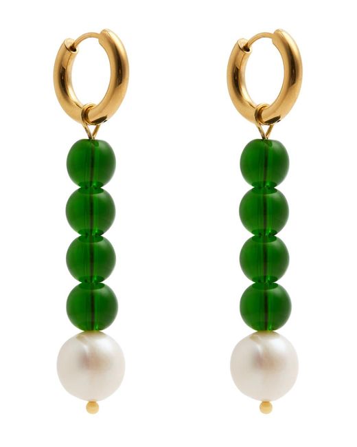 SANDRALEXANDRA Green Lazzo 18Kt-Plated Hoop Earrings