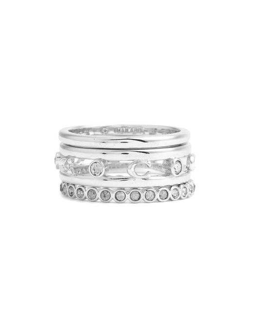 COACH White Logo Ring Stack