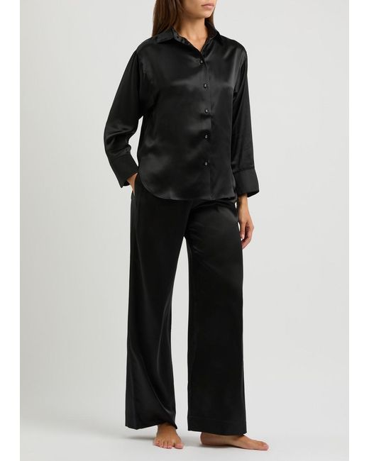 Fleur Of England Black Fleur Du Jour Silk-Satin Pyjama Trousers