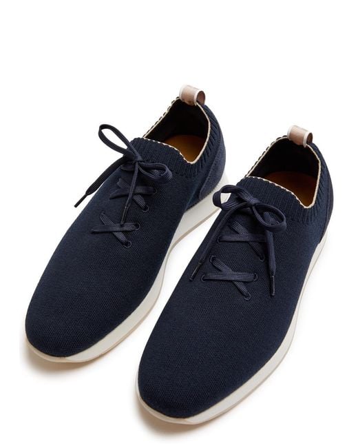 Aurélien Blue Panelled Knit Sneakers for men