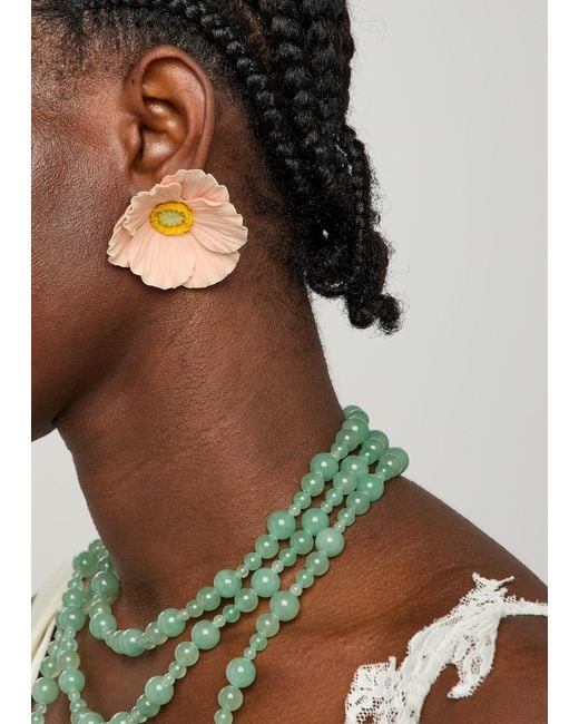 Jennifer Behr Pink Demetria Floral 18Kt-Plated Drop Earrings