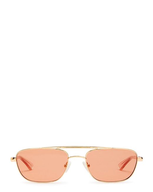 Le Specs White Le Mimi Rectangle-Frame Sunglasses