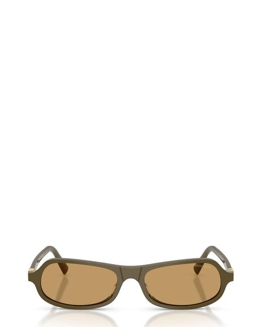 Miu Miu Natural Narrow Rectangle-Frame Sunglasses