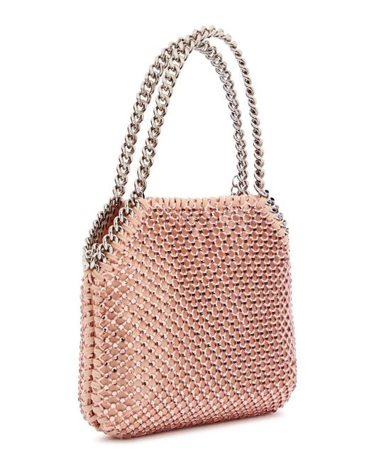 Stella McCartney Pink Falabella Mini Crystal-Embellished Satin Top Handle Bag