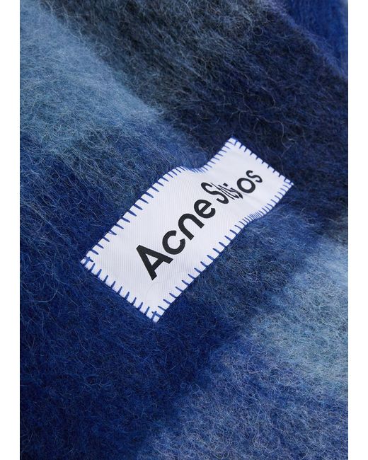 Acne Blue Vally Checked Wool-Blend Scarf