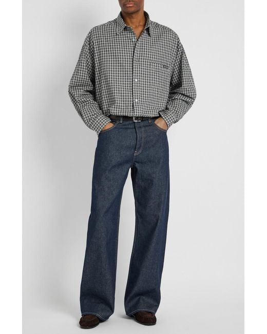 Acne Gray Plaid Cotton Shirt for men