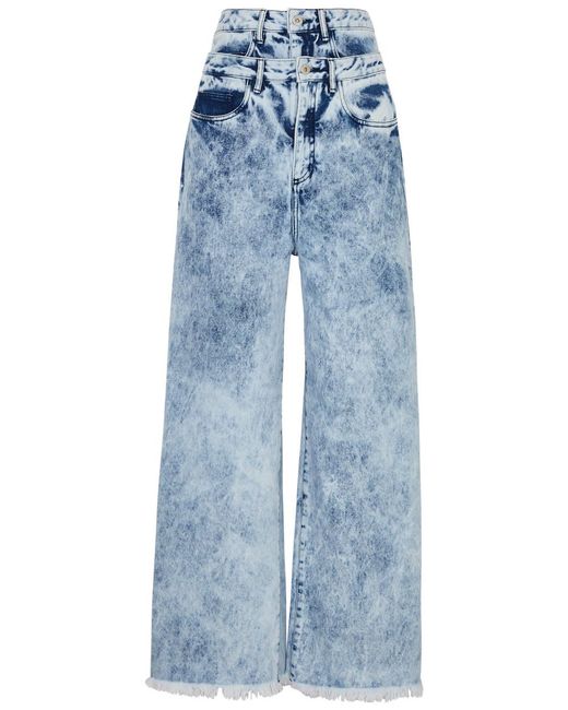 Marques'Almeida Blue Layered Acid-wash Wide-leg Jeans