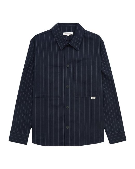 Maison Kitsuné Blue Striped Cotton-Blend Overshirt for men