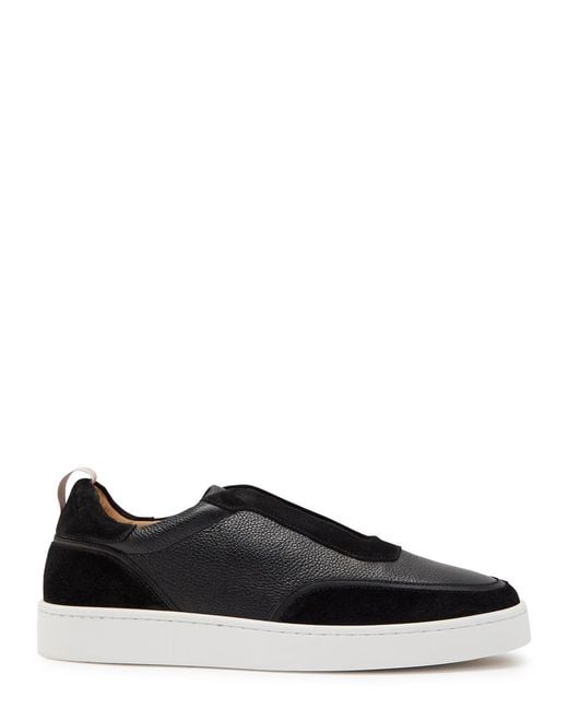 Aurélien Black Leisure Panelled Grained Leather Sneakers for men
