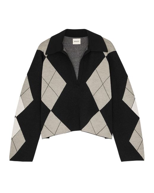 Khaite The Noelle Argyle-intarsia Wool Jumper in Black | Lyst