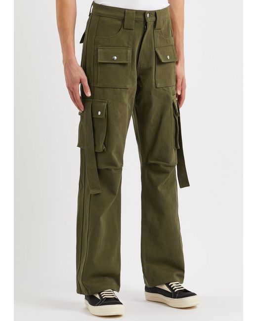 Rhude Green Amaro Cotton Cargo Trousers for men