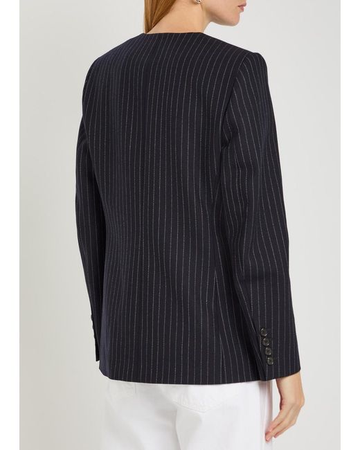 Nili Lotan Blue Gertrude Pinstriped Wool Jacket