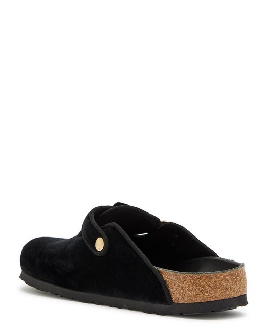 Birkenstock Black Boston Velvet Sliders