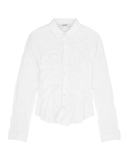GIMAGUAS White Lupa Smocked Cotton Shirt