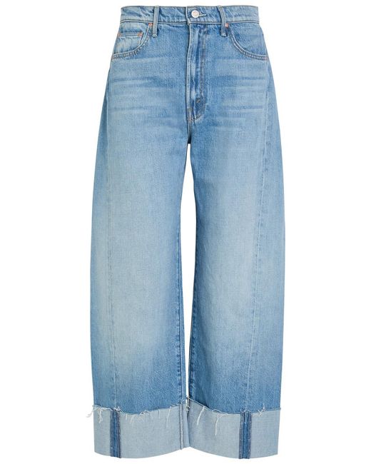 Mother Blue The Half-Pipe Ankle Turn-Up Barrel-Leg Jeans