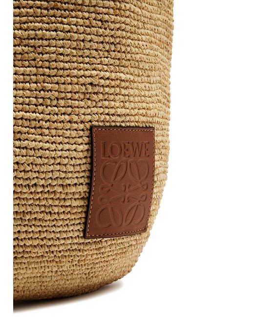 Loewe Brown Slit Mini Raffia Top Handle Bag
