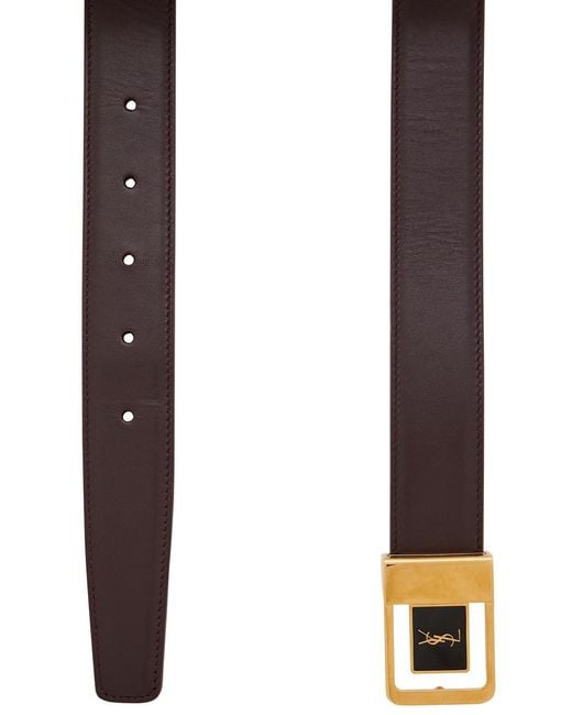 Saint Laurent White Logo-Engraved Leather Belt