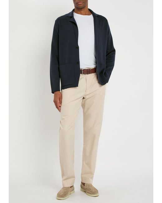 John Smedley Blue Autry Merino Wool Cardigan for men