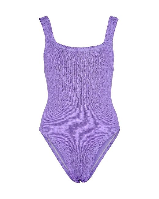 Hunza G Purple Seersucker Swimsuit, Swimwear