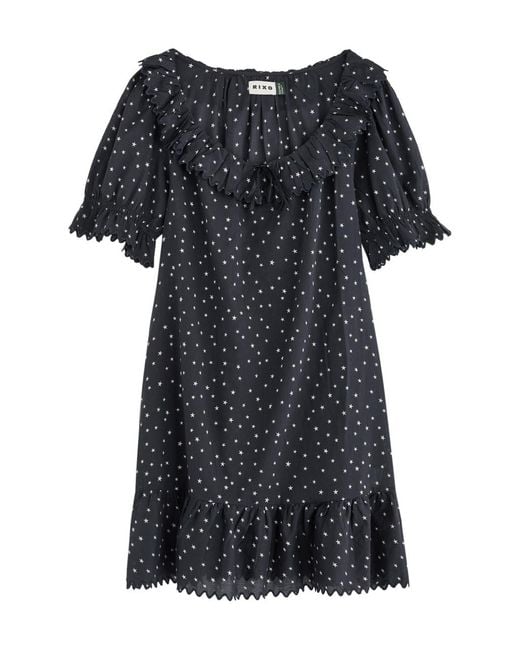 Rixo Black Elen Printed Cotton Nightdress