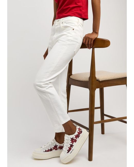 Amiri White Stars Court Leather Flatform Sneakers