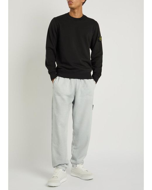 Stone Island Black Logo Cotton Sweatshirt for men