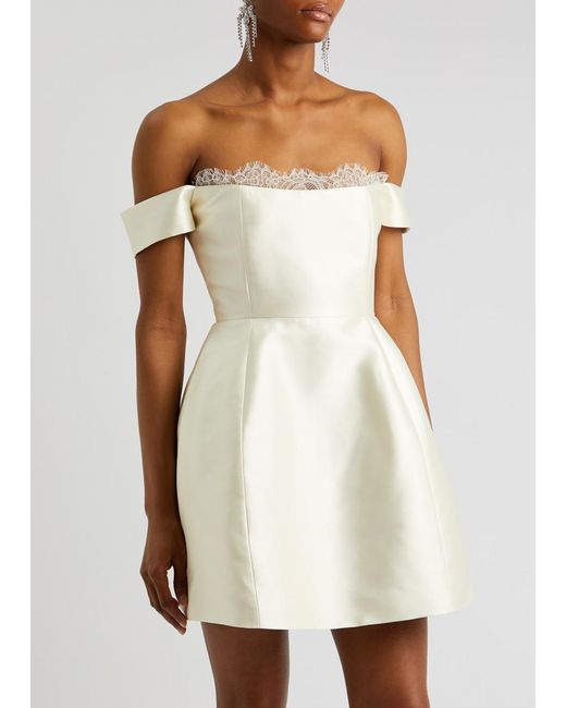 De La Vali White Idaira Strapless Satin-Twill Mini Dress
