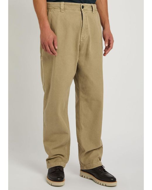 Stone Island Natural Straight-Leg Canvas Trousers for men