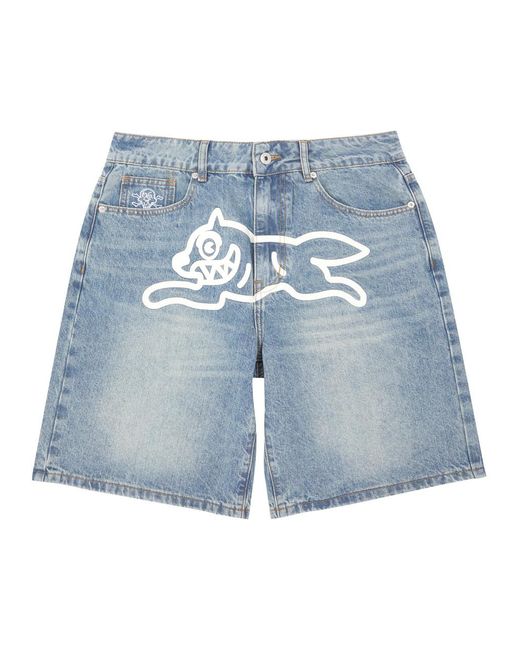 ICECREAM Blue Running Dog Printed Shorts for men