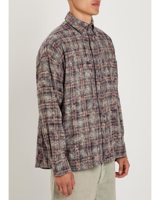 Picante Brown Rocco Checked Cotton Shirt for men