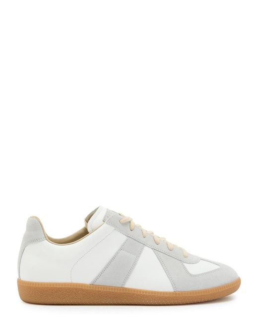 Maison Margiela White Replica Panelled Leather Sneakers for men