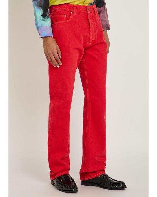 Versace Red Straight-Leg Jeans for men