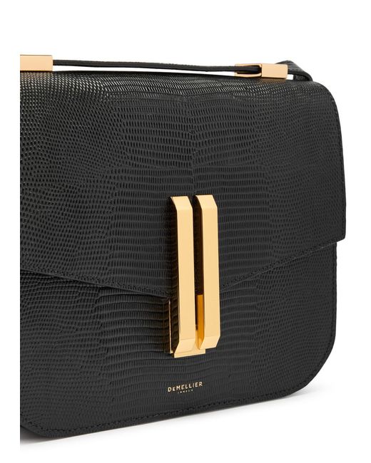DeMellier London Black Vancouver Crocodile-Effect Leather Cross-Body Bag
